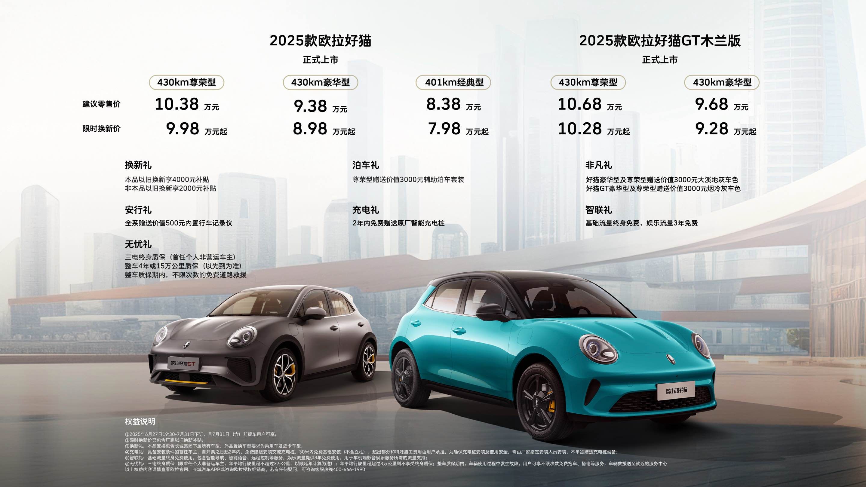 重塑纯电标杆 2025款欧拉好猫上市：限时换新价7.98万起！