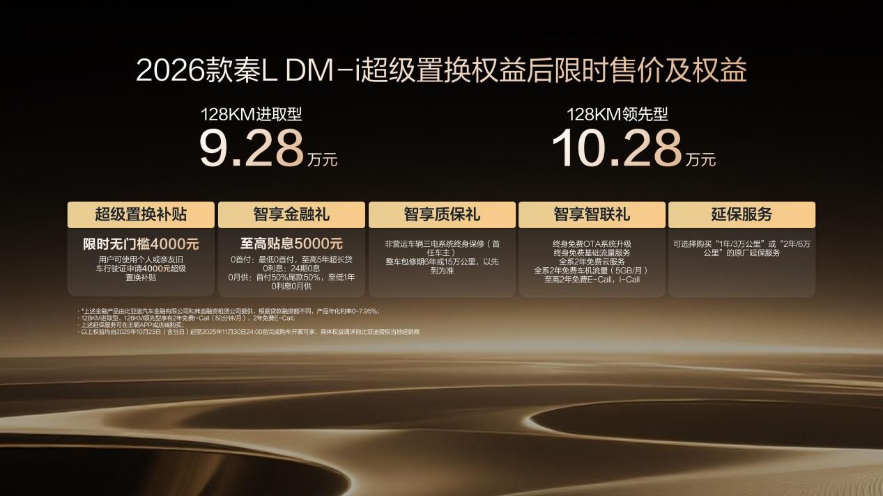 引领中级,刷新油耗2时代,2026款秦L DM-i上市限时9.28万起