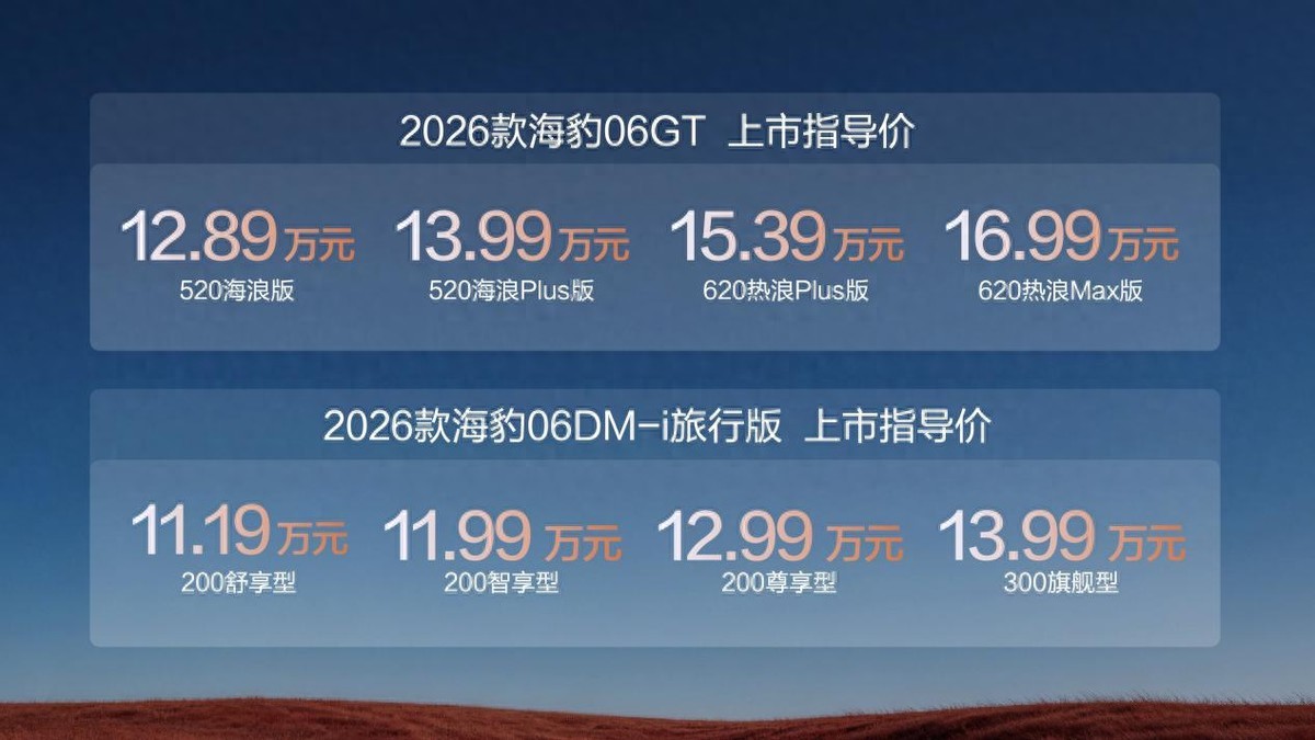 11.19万起解锁个性出行新体验！比亚迪2026款海豹06GT与海豹06DM-i旅行版上市
