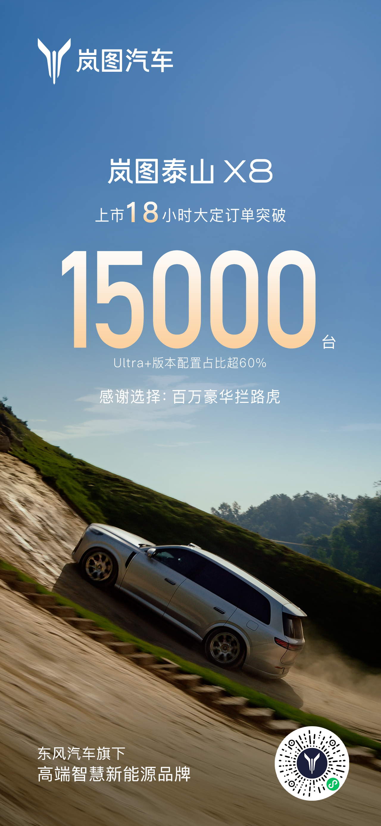 油车有揽胜，电车看泰山！岚图泰山X8上市18小时，大定订单破15000台